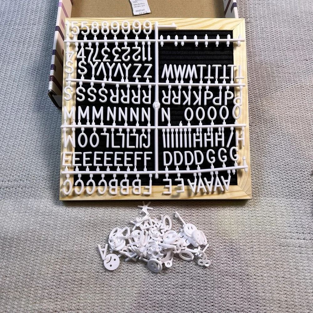 Felt Message Board 189 Letters Home Decor 11x10 Wood Frame Black New Rustic Boho